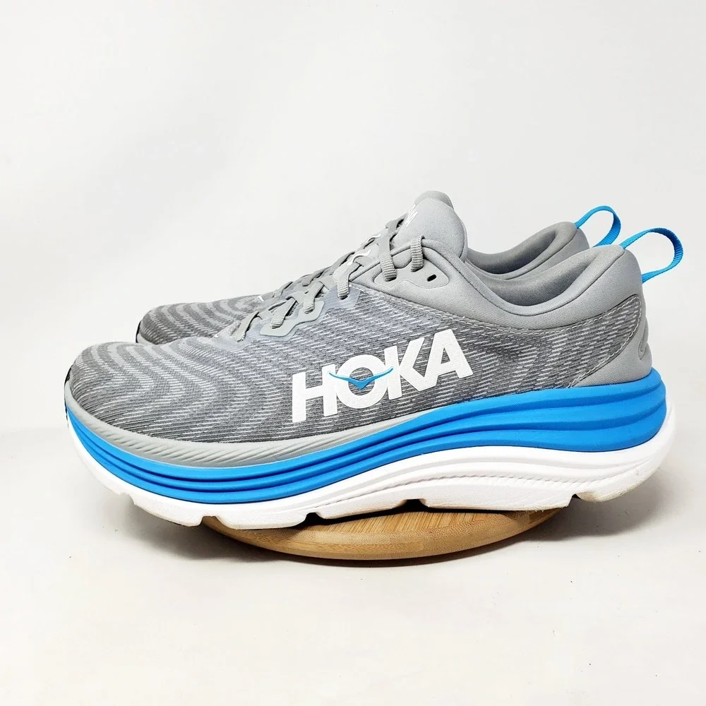 Hoka One One Gaviota 5 Shoes Mens 13 2E WIDE Grey Blue Walking Running Sneaker